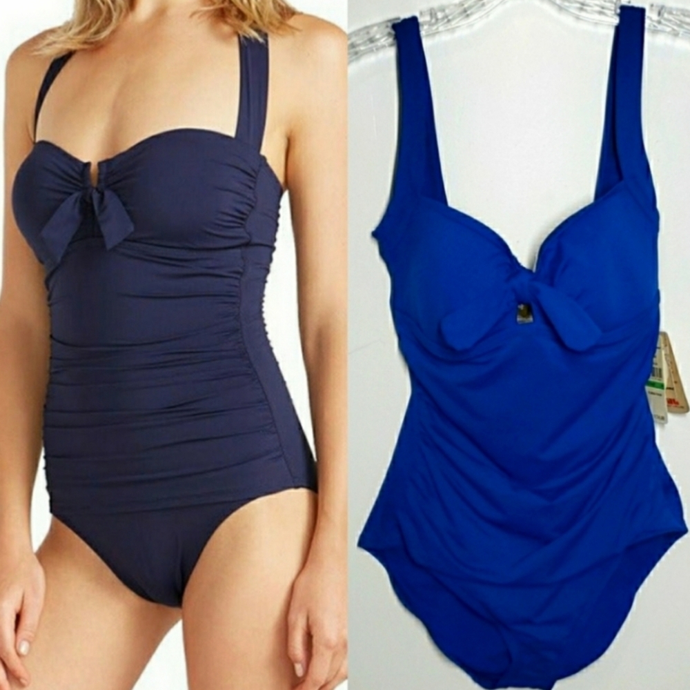 NWT Tommy Bahama Pearl Solids Royal Blue Halter One Piece size 8